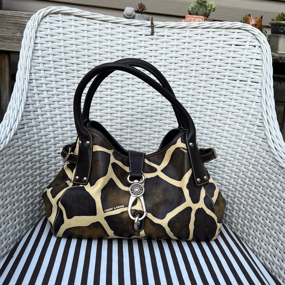 Dooney & Bourke Giraffe Large Leather Lock Logo Satchel ~RARE~RETIRED~ - Picture 1 of 16